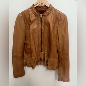 Camel Leather Jacket by Hinge Size Medium